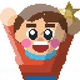 Pixel child waving